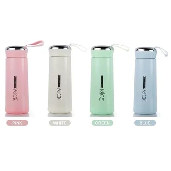 Nice Glass Water Bottle-400ML Hot and Cold Beverage for School ,College ,Home, Gym Multicolor Portable Bottle (1)