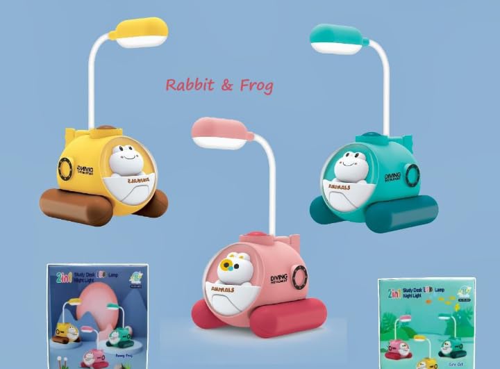 2 in 1 Cute Styling Animal Study Desk LED Lamp Night Light Eye Protection Natural Light With USB Charging Port Pack 1