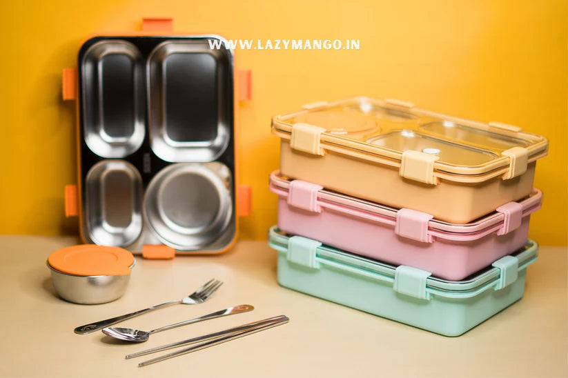 radworld New mofu tofu Stainless Steel Lunch Boxes (4 Compartment Lunch Box)