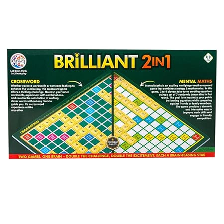 Brilliant 2 in 1 Crossword & Mental Maths Classic Board Games | Word, Letters, Numbers Game for All Ages
