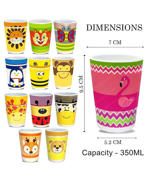 Cartoon Theme Bamboo Fiber Glasses for Kids Set of 2 Random Design