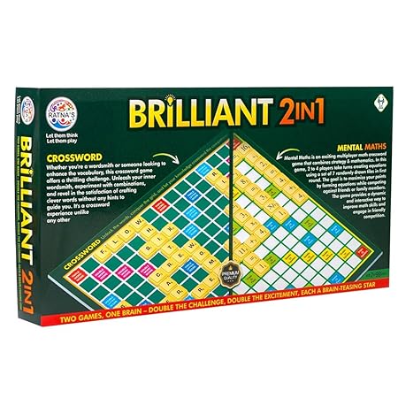 Brilliant 2 in 1 Crossword & Mental Maths Classic Board Games | Word, Letters, Numbers Game for All Ages