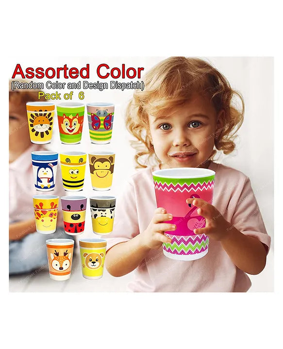 Cartoon Theme Bamboo Fiber Glasses for Kids Set of 2 Random Design