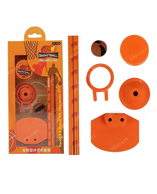 Basketball Theme Stationery Set includes Pencils, Erasers & Sharpener Writing Set - Orange