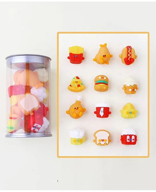 3D Foodie Burger Erasers 12 pcs Erasers in Jar for Kids Color & Design May Vary