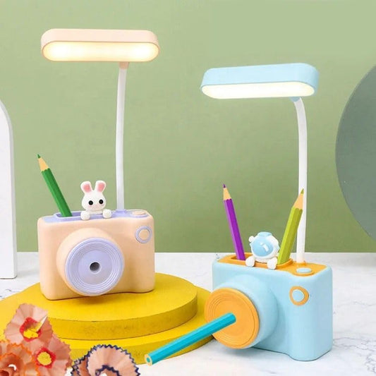3in1 Cute Camera Shape Table Desk Flexible LED Lamp with Pen Pencil Holder & Pencil Sharpener