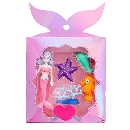 Mermaid Eraser Set Mermaid Princess Eraser for Kids School Students Gift Items Cute Eraser Set for Girls