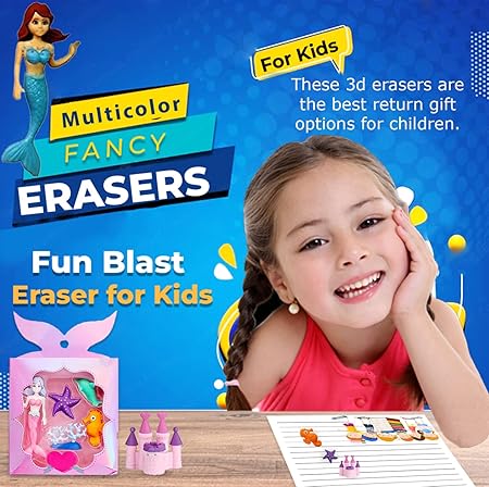 Mermaid Eraser Set Mermaid Princess Eraser for Kids School Students Gift Items Cute Eraser Set for Girls