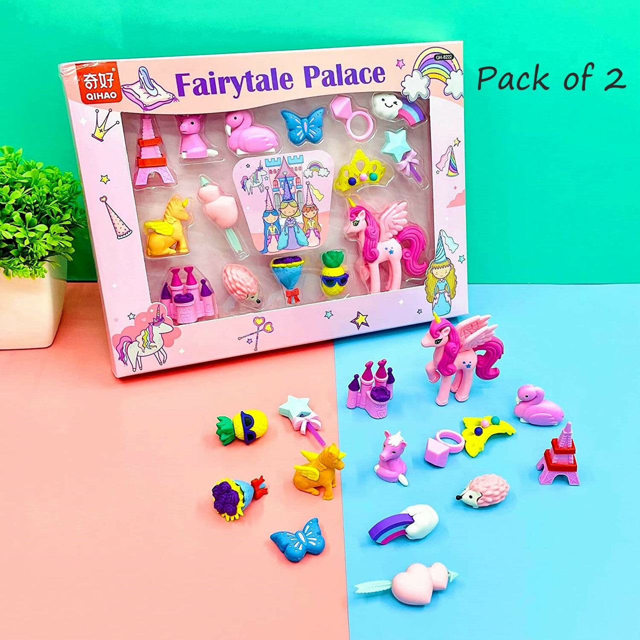 Kiditos Fairytale Palace Toy For Girls Play Fancy Erasers For Kids School Stationary Kit Non-Toxic Eraser  (Set of 15, Multicolor)
