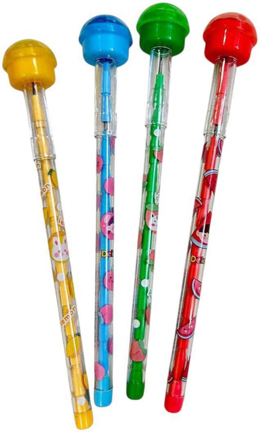 Pack of 6 Pencils for Boys and Girls with Fancy Tops, Multi-color, Stamp pencil Pencil  (Set of 4 , Multiclour)