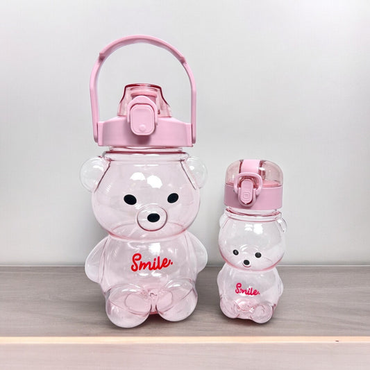 Set of 2 Unbreakable Leakproof Plastic Teddy Bear Water Bottle for Kids 1200 ml Water Bottles  (Set of 2, Multicolor)