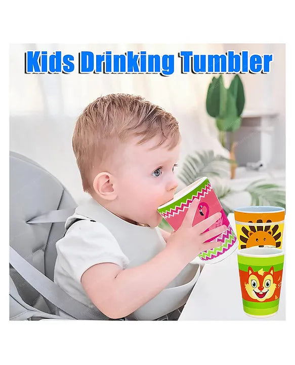 Cartoon Theme Bamboo Fiber Glasses for Kids Set of 2 Random Design