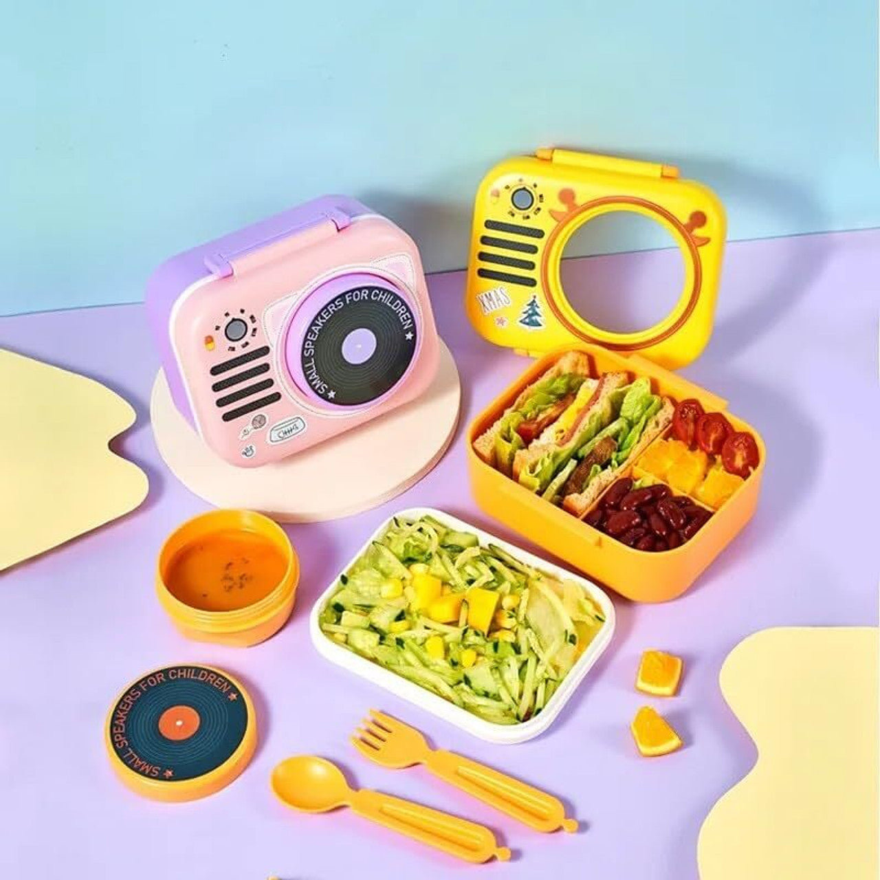 Smart Speaker Shaped Lunch Box , 3 Compartment Lunch Box 3 Containers Lunch Box  (680 ml)