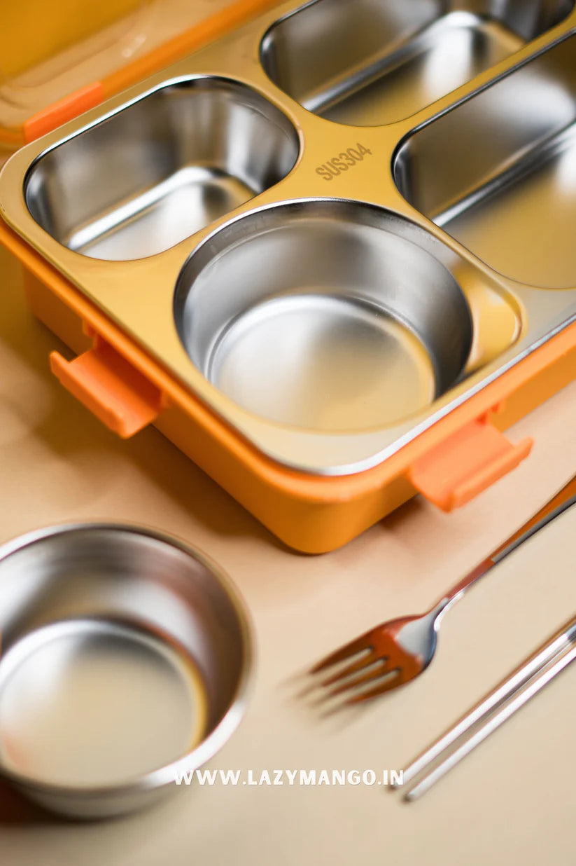radworld New mofu tofu Stainless Steel Lunch Boxes (4 Compartment Lunch Box)