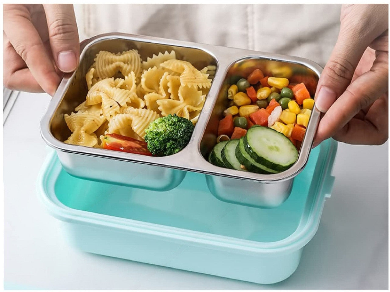 2 Compartment Insulated Lunch Box Stainless Steel Tiffin Box for School 2 Containers Lunch Box  (500 ml, Thermoware)